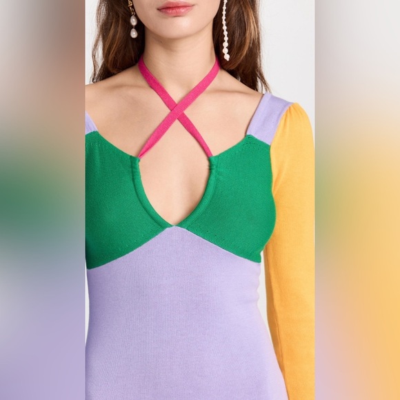 NWT Olivia Rubin Elliott XS Maxi Dress Colorblock Knit Empire Waist - Picture 3 of 13